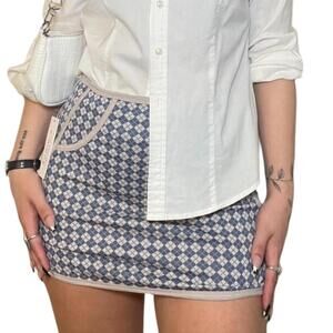 NWT Kirious blue plaid school girl bandage stretch mini skirt flirty juniors L